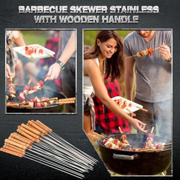 4-Piece Bbq Skewer Set, Silver Colour