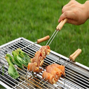 4-Piece Bbq Skewer Set, Silver Colour