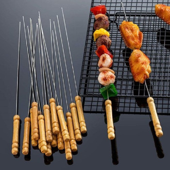 4-Piece Bbq Skewer Set, Silver Colour