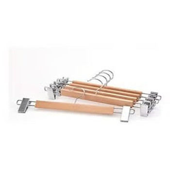 4Pcs High-Grade Synthetic Wooden Pants Rack Large Configuration Wood Pants Slip Hanger Beige Colour, 118Grams