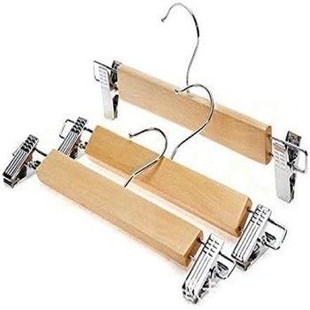 4Pcs High-Grade Synthetic Wooden Pants Rack Large Configuration Wood Pants Slip Hanger Beige Colour, 118Grams