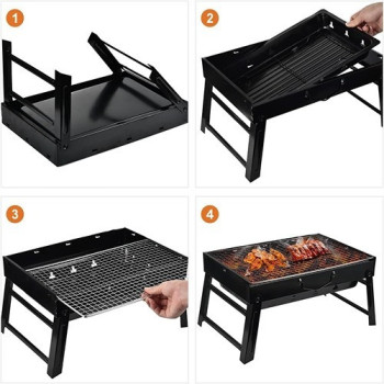 The Portable Alumstel Charcoal Grill For Picnics And Gardens Black Colour ‎39.6 x 31.4 x 14.2cm