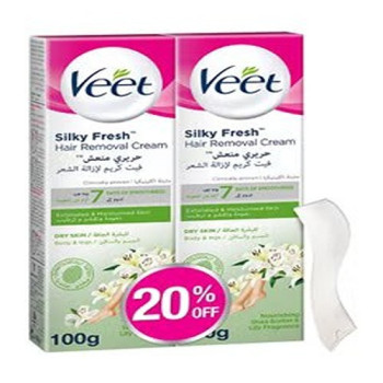 Veet Dry Skin Hair Removal Cream 100G, Pack Of 2