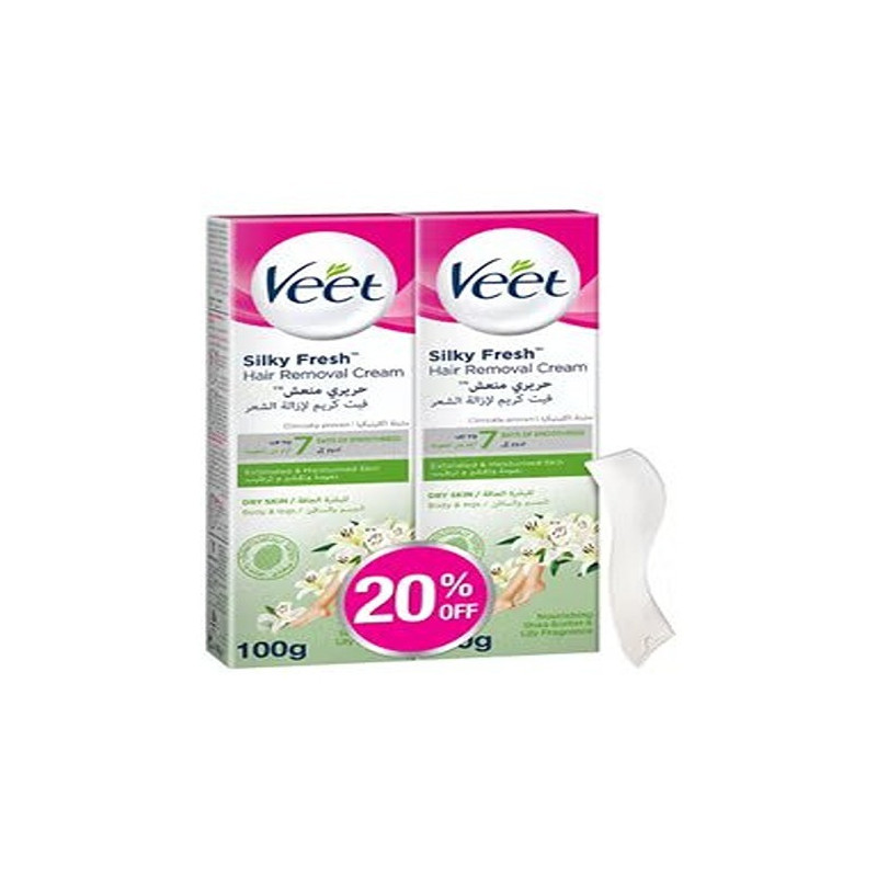 Veet Dry Skin Hair Removal Cream 100G, Pack Of 2