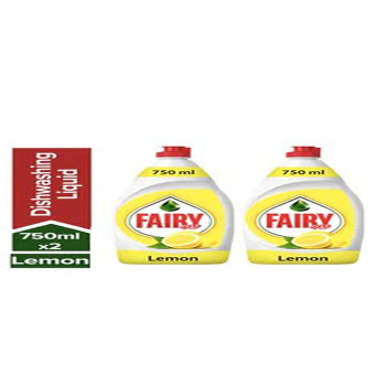 Pack Of 2 Fairy Lemon Dishwashing Liquid Soap, 750 ml