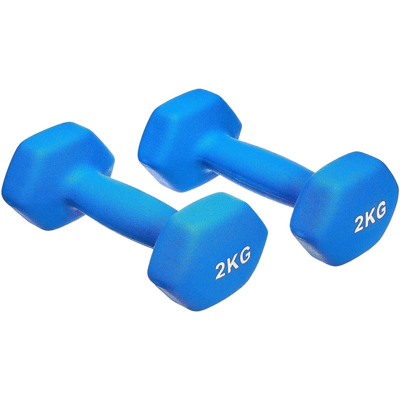 2-Piece Dumbbells, 2 Kg Each, Colour Blue