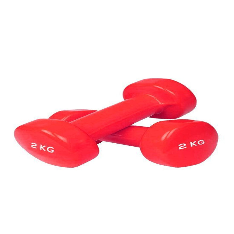 2-Piece Vinyl Dumbbell Classical Head, Red Colour, 2 Kg Each