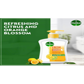 Dettol Fresh Handwash Liquid Soap Pump Citrus And Orange Blossom Fragrance, 400 ml