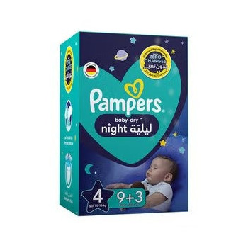 Pampers Baby-Dry Night Diapers For Extra Sleep Protection, Size 4, 10-15 Kg, 12 Diaper Count