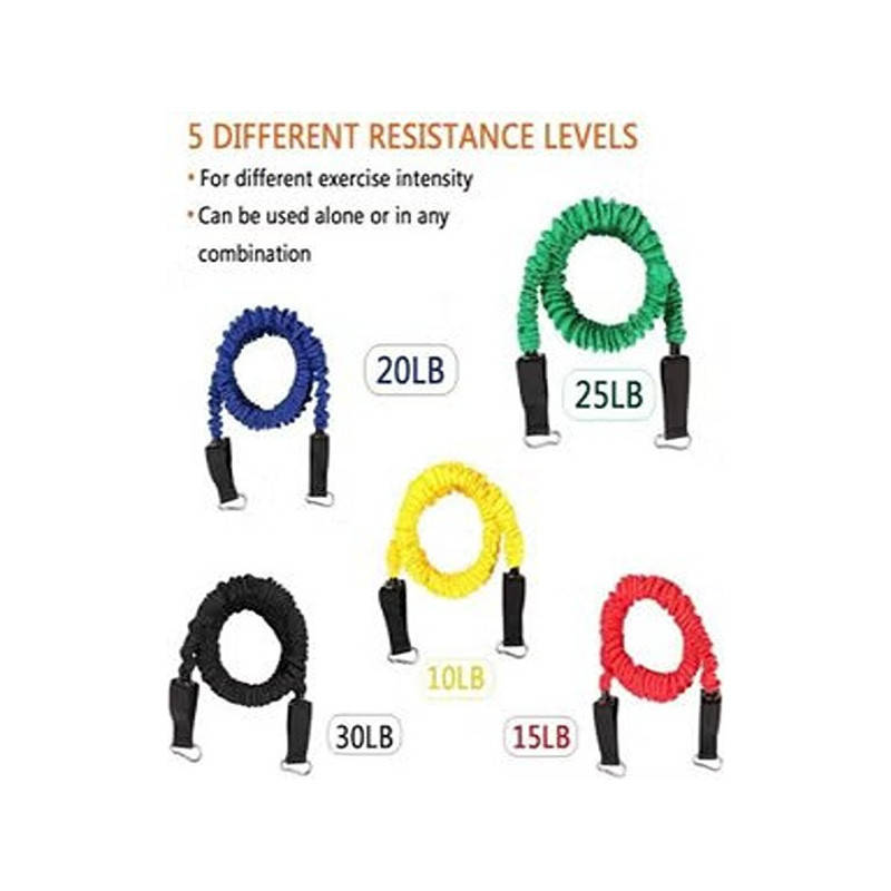 11Pcs Resistance Band Set, Heavy Duty Exercise Equipment With Cloth Cover, Door Anchor, Ankle Band And Resistance Band Carrying Case