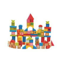 Alostoura 100-Piece Wood Alphabet Stacking Blocks Set Eco-Friendly And Lightweight Easy To Carry, 28 x 16.3 x 24cm