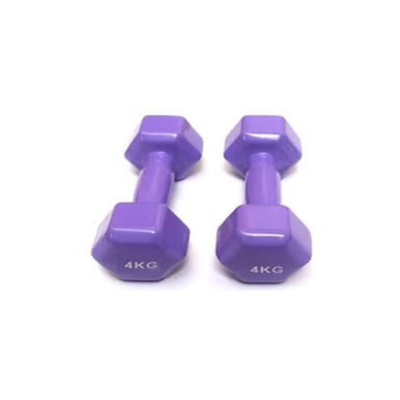 2-Pieces Viny Double Dumbbells, Purple Colour, 4 Kg Each