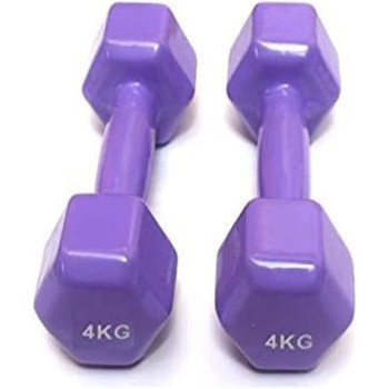 2-Pieces Viny Double Dumbbells, Purple Colour, 4 Kg Each