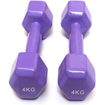 2-Pieces Viny Double Dumbbells, Purple Colour, 4 Kg Each