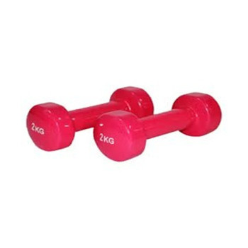 Pair Of Classic Head Dumbbells Set Of 2, Light Red Colour, 2 Kg