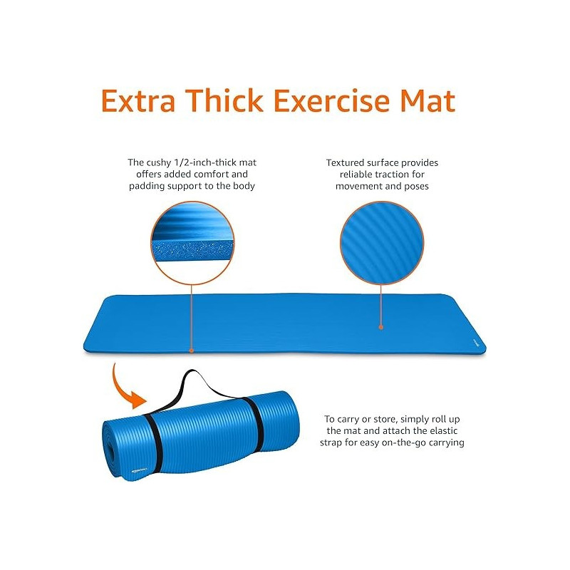 Tension Elastic Training Yoga Mat, Blue Colour