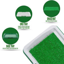 3 Tires Indoor Puppy Dog Potty Training Pee Pad Mat Tray Grass Toilet With Tray, Blue Colour, 60 x 40cm