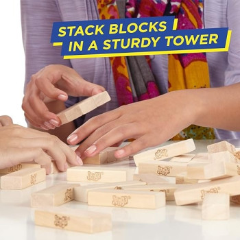 Jenga Classic Full Stack Crash-Wood Beech, 48 Pieces