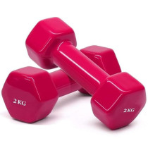 Hexagonal Dumbbell, Set Of 2, Red Colour, 2 Kg Each