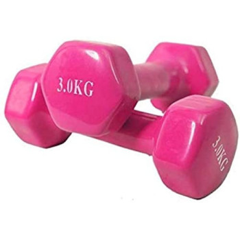 Body Heart Set Of Dumbbells Set Of 2, 3 Kg Each, Pink Colour