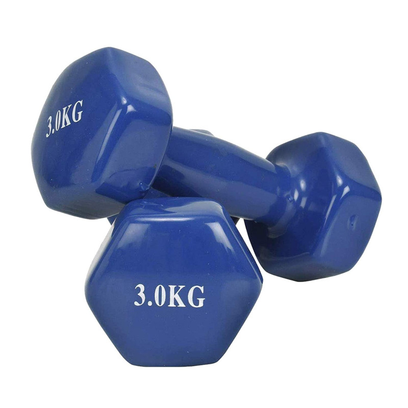 Set Of 2 Fitness Dumbbells, Colour Blue, 3 Kg Each