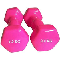 2-Piece Iron Dumbbell, Colour Pink, 2 Kg Each