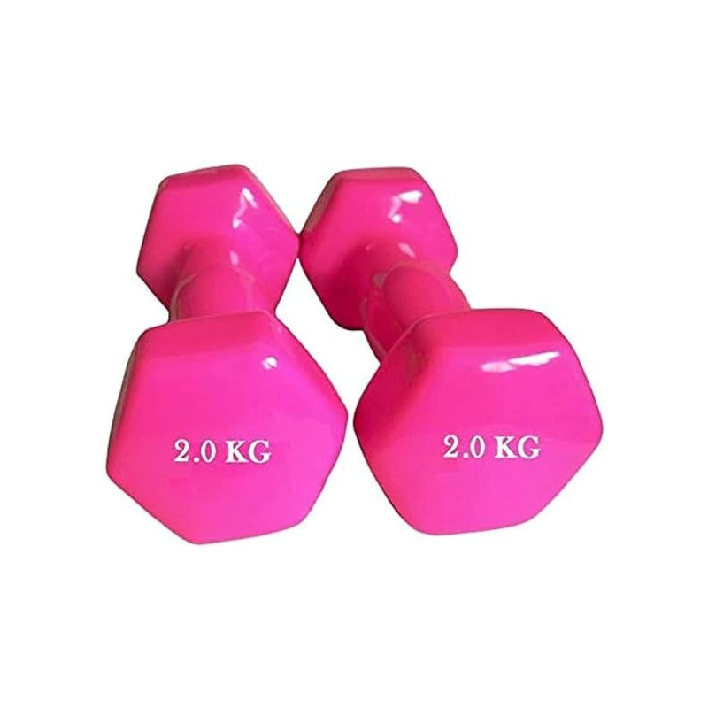2-Piece Iron Dumbbell, Colour Pink, 2 Kg Each