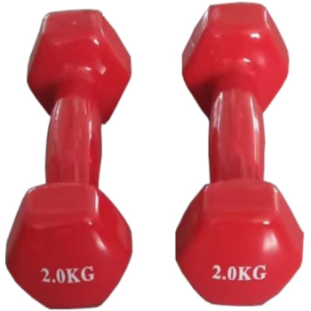 1-Piece Vinyl Covered Dumbbell, Red Colour, 2 Kg
