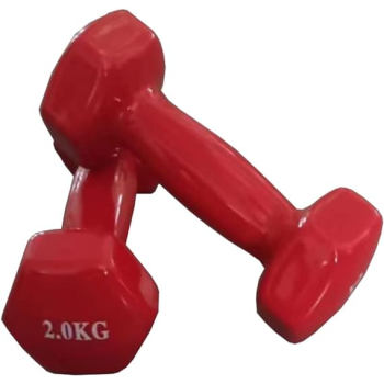 1-Piece Vinyl Covered Dumbbell, Red Colour, 2 Kg