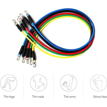 11-Piece Resistance Bands Set With 4 Wide Handles, Door Anchor, Ankle Straps, User Manual, Carry Bag, 150 Lbs Anti Snap Exercise For Unisex At Home Gym