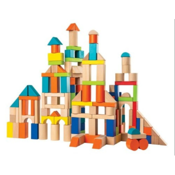 Wooden Toy Blocks In A Tub, 12M Plus