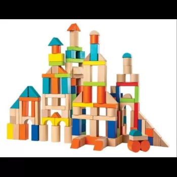 Wooden Toy Blocks In A Tub,...
