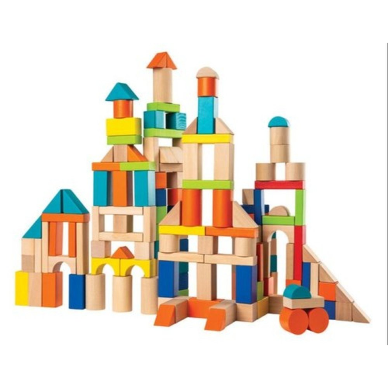 Wooden Toy Blocks In A Tub, 12M Plus