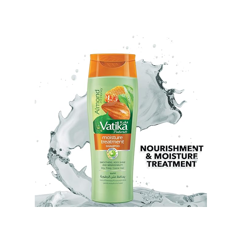 Dabur Vatika Almond And Honey Moisture Treatment Shampoo, Pack Of 2, 400 ml