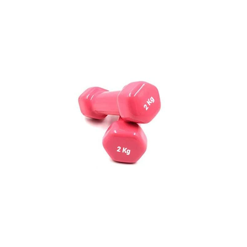 Classical Head Vinyl Dumbbell Set Of 2, Pink Colour, 2 Kg Each