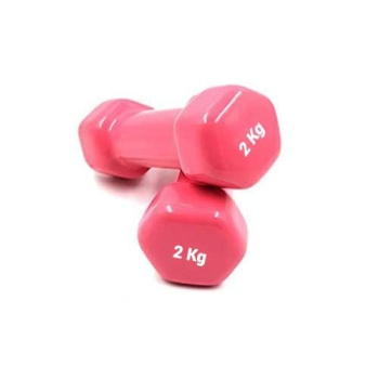 Classical Head Vinyl Dumbbell Set Of 2, Pink Colour, 2 Kg Each