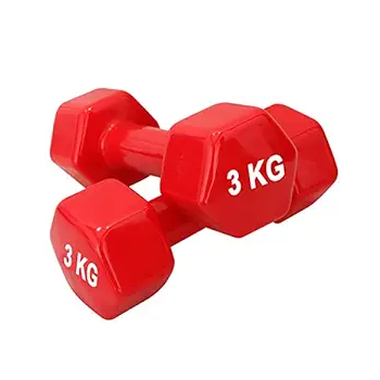 2-Piece Vinyl Dumbbells, Colour Red, 3 Kg Each