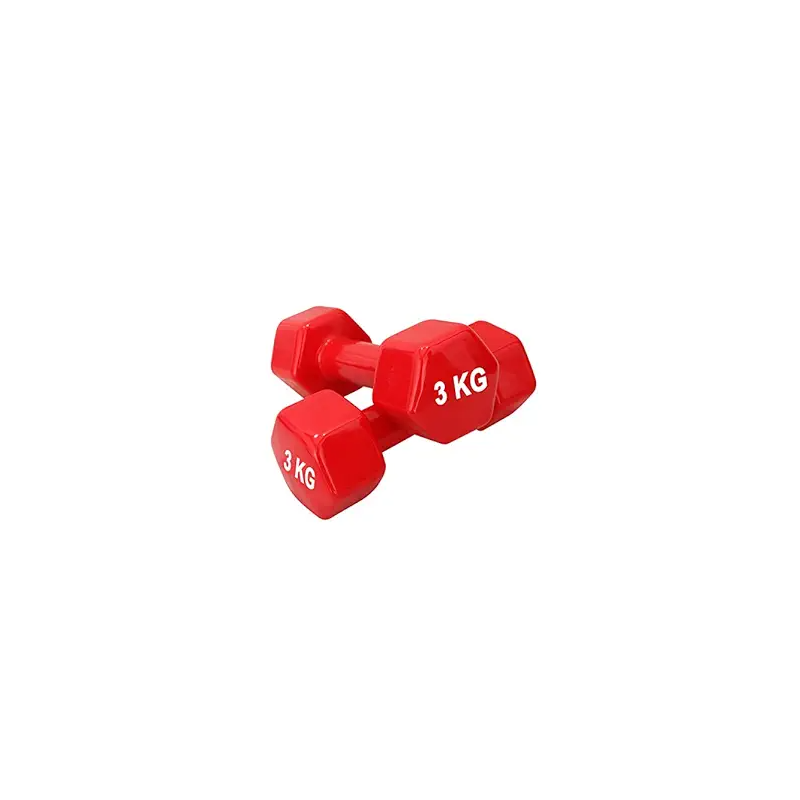 2-Piece Vinyl Dumbbells, Colour Red, 3 Kg Each