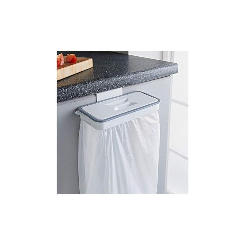 Portable Hanging Trash/Waste Bag Holder With Lid Grey/White Colour, 25 x 5.5 x 13.5cm