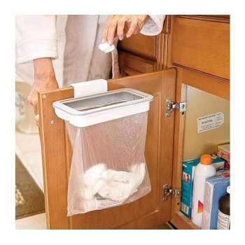 Portable Hanging Trash/Waste Bag Holder With Lid Grey/White Colour, 25 x 5.5 x 13.5cm