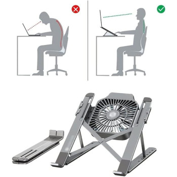 Foldable Laptop Stand With Cooling Fan Holes, Black Colour