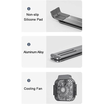 Foldable Laptop Stand With Cooling Fan Holes, Black Colour
