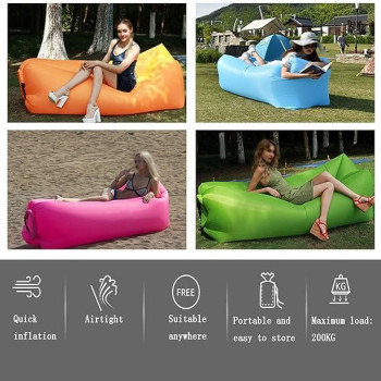 Inflatable Sleeping Air Bed, Orange Colour