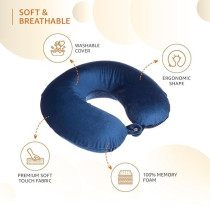 Soft Travel Pillow With Eye Cover And Ear Plugs Blue Colour, 44 x 27Centimeter