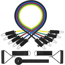Tpr 11Pc Resistance Bands Set, 10Lbs To 50Lbs Workout Bands-With Door Anchor Handles And Ankle Straps-Stackable Up