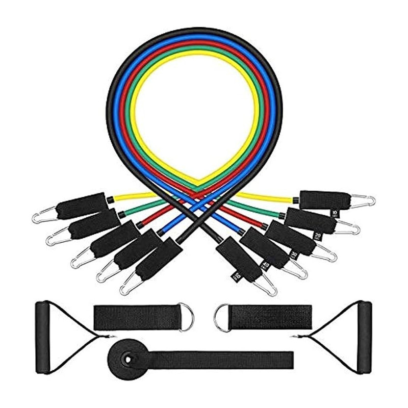 Tpr 11Pc Resistance Bands Set, 10Lbs To 50Lbs Workout Bands-With Door Anchor Handles And Ankle Straps-Stackable Up