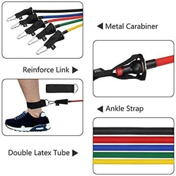 Tpr 11Pc Resistance Bands Set, 10Lbs To 50Lbs Workout Bands-With Door Anchor Handles And Ankle Straps-Stackable Up