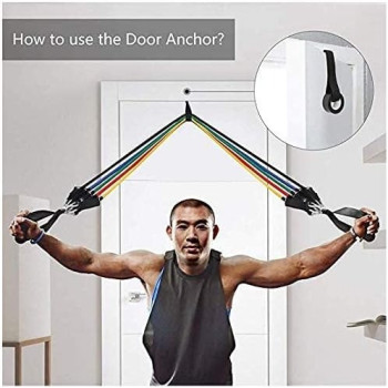 Tpr 11Pc Resistance Bands Set, 10Lbs To 50Lbs Workout Bands-With Door Anchor Handles And Ankle Straps-Stackable Up