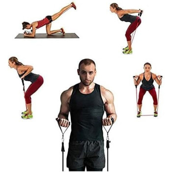 Tpr 11Pc Resistance Bands Set, 10Lbs To 50Lbs Workout Bands-With Door Anchor Handles And Ankle Straps-Stackable Up