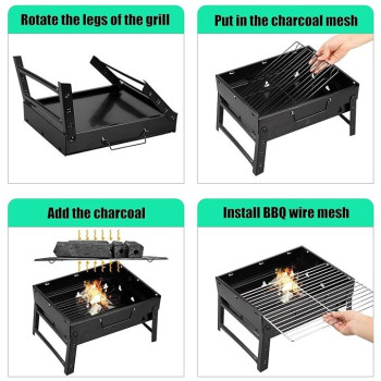 Folding Outdoor Barbeque Grill Black Colour, 36 x 10.5 x 28cm